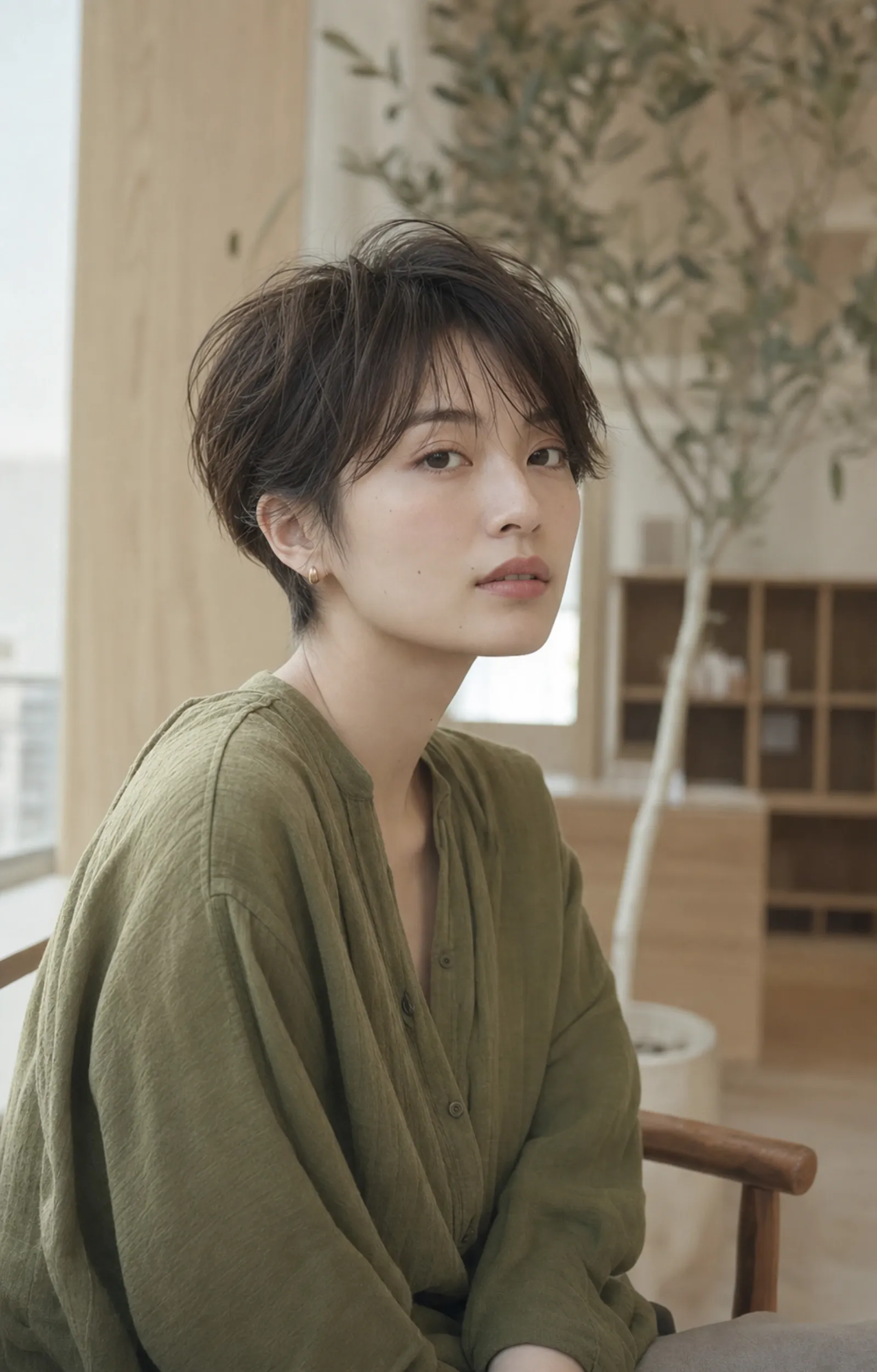 レイヤーショートの日本人モデル