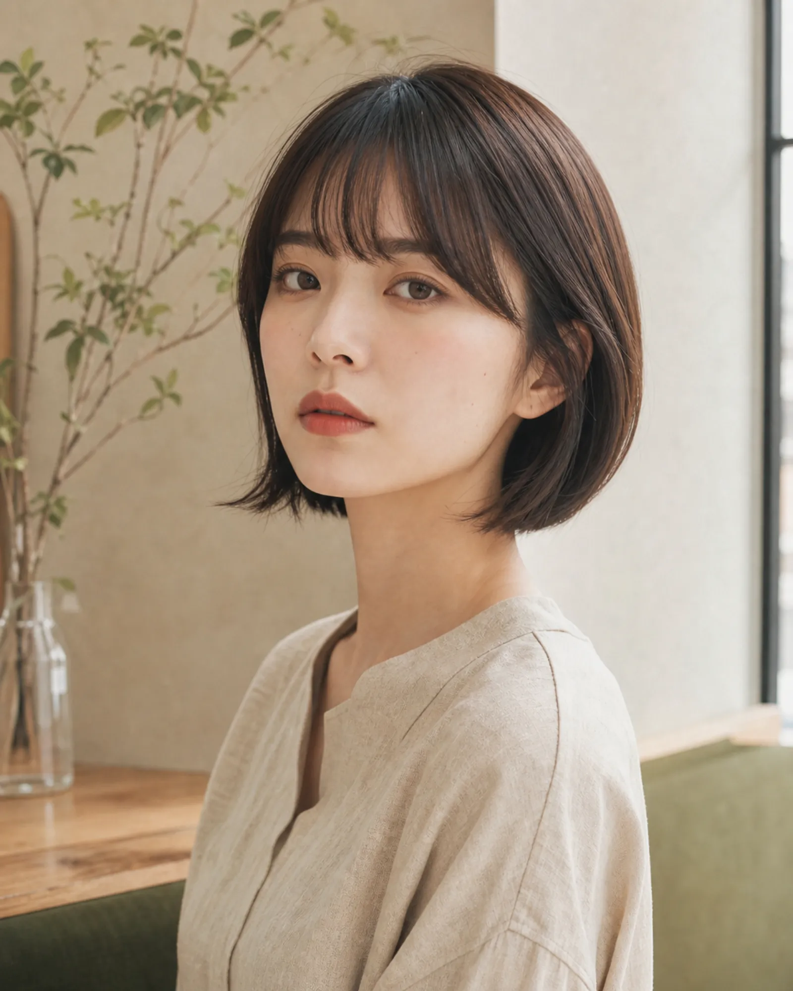 ボブヘアの日本人モデル